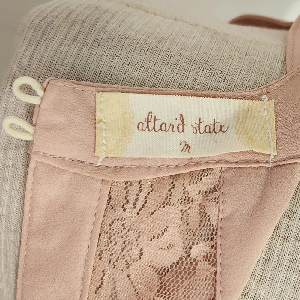 Altered States Dress Lace Panel with Scalloped Ruffle Trapeze Style Pink Size M - Picture 12 of 14